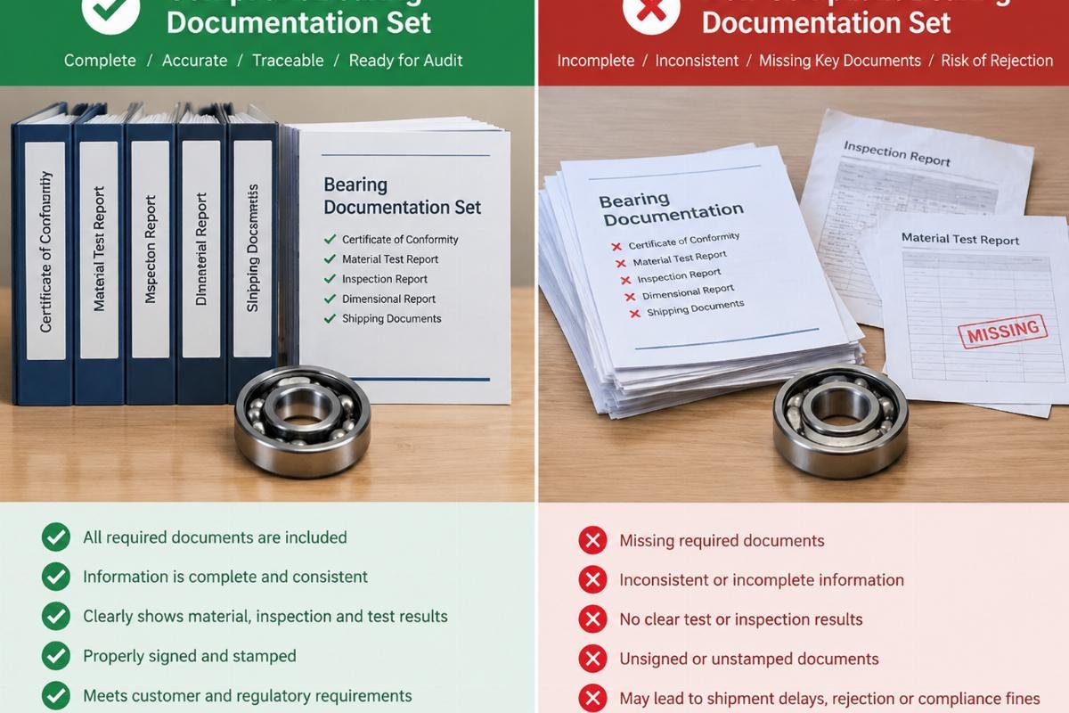 Comparison of compliant and non-compliant bearing documentation sets
