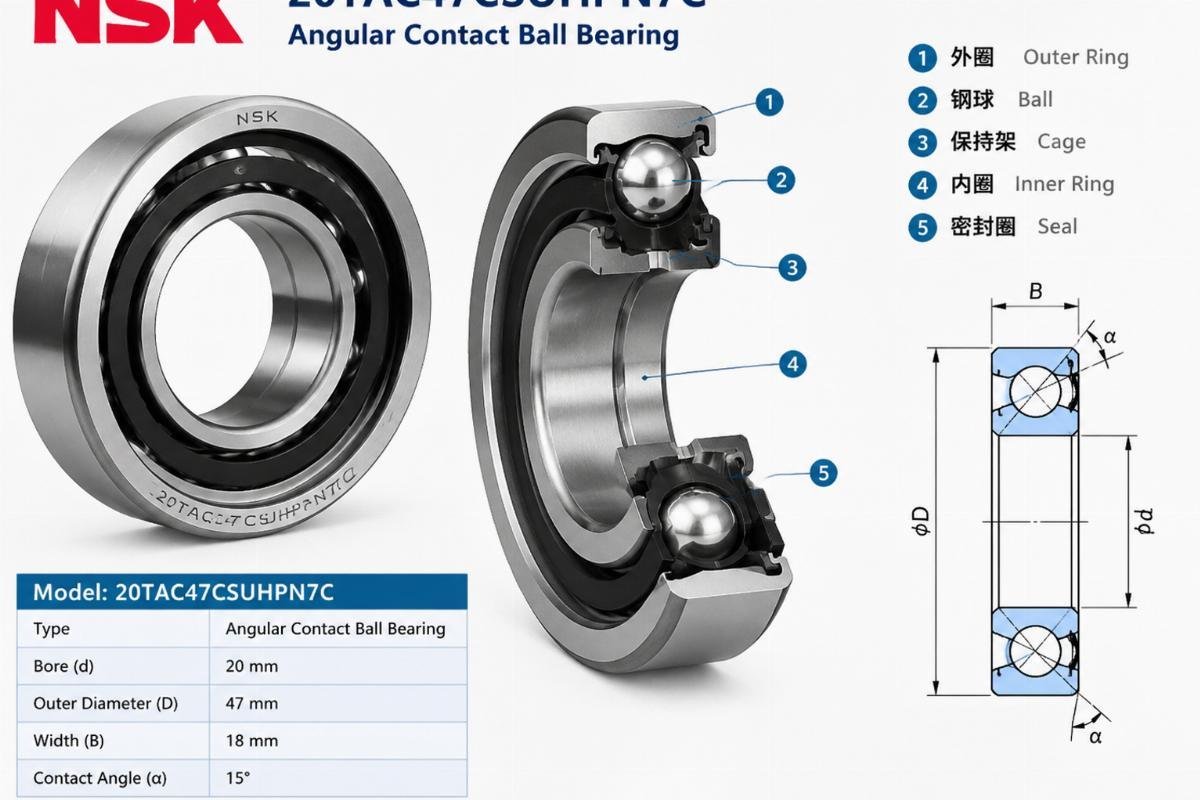 NSK 20tac47csuhpn7c angular contact ball bearing structure