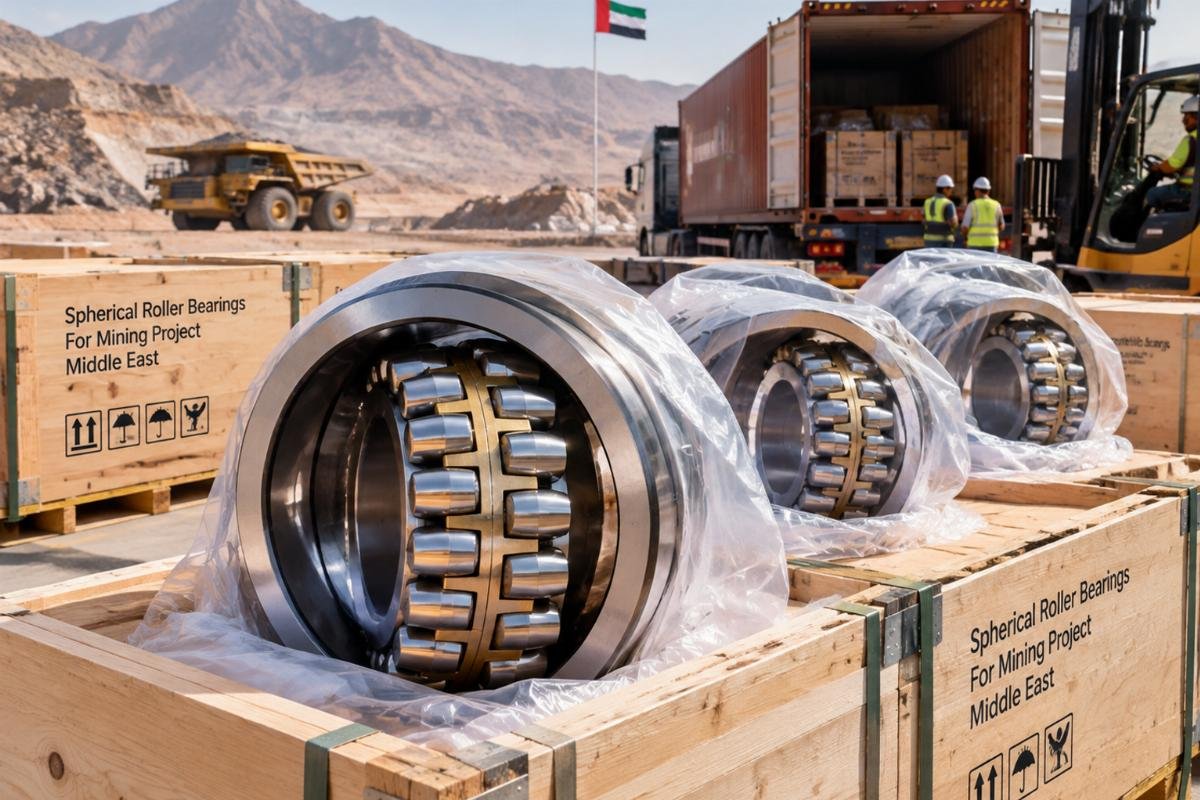 Spherical roller bearings prepared for shipment to a Middle East mining project