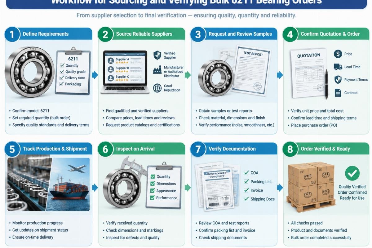 Workflow for sourcing and verifying bulk 6211 bearing orders